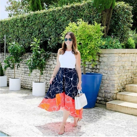 Anthropologie Hutch Ombre Orange Floral Print Dress Medium - Picture 4 of 12